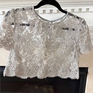 Grecco Lace Crop Top in Dove Grey